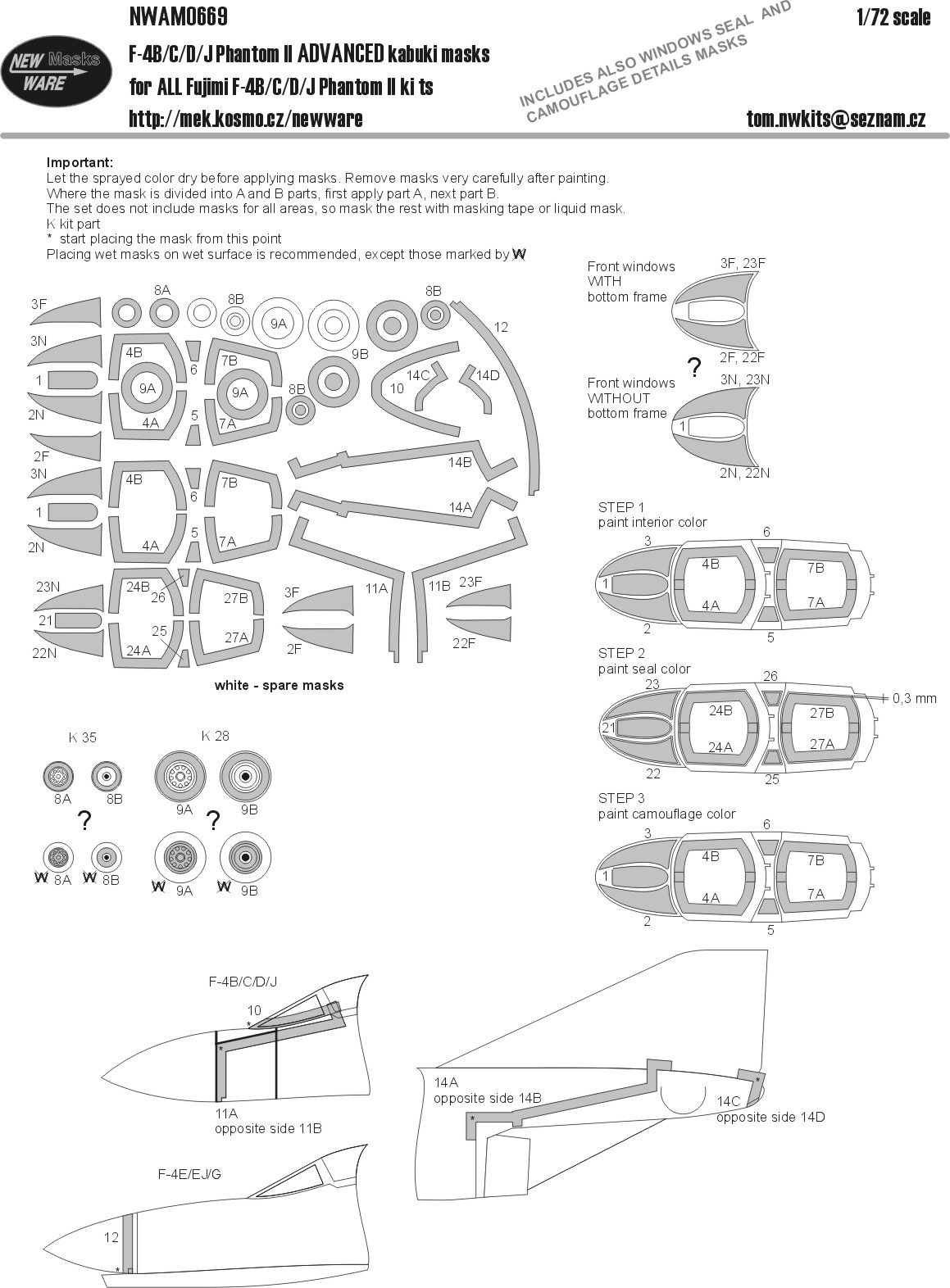 1 72 F 4 B C D E Ej G J Phantom Ii Advanced Kabuki Masks Mn Modelář