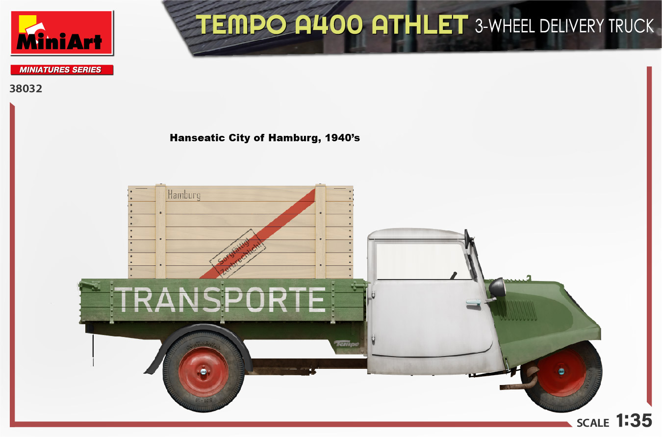 1:35 TEMPO A400 ATHLET 3-WHEEL DELIVERY TRUCK